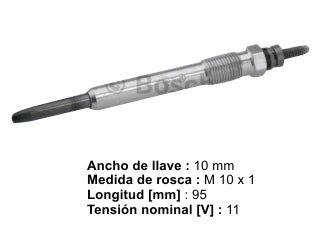 BUJIAS INCANDESCENTES PEUGEOT 206/207/307/407/PARTNER 2.0HDI / CITROEN C4/C5/BERLINGO 2.0HDI / CHEVROLET TRACKER 2.0D - PACK X4