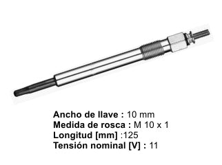 BUJIAS INCANDESCENTES CHEVROLET S10/FORD RANGER/MB SPRINTER/NISSAN FRONTIER TODAS MAXION 2.5/MWM 2.8 BUJIA INCANDESCENTE - PACK X10
