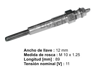 BUJIAS INCANDESCENTES CHEVROLET LUV 2.5 TD / ISUZU PICK UP/TROOPER 2.2-2.5TD / HYUNDAI GALLOPER 2.5 D BUJIA INCANDESCENTE - PACK X4