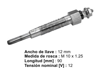 BUJIAS INCANDESCENTES HYUNDAI H1/H100/GALLOPER 2.5TD / MITSUBISHI L200/L300/MONTERO 2.3D-2.5D BUJIA INCANDESCENTE - PACK X10