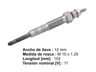 BUJIAS INCANDESCENTES TOYOTA COROLLA 2.0 D/DYNA 3.0 D/LAND CRUISER 4.2 TD BUJIA INCANDESCENTE - PACK X10