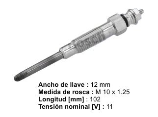 BUJIAS INCANDESCENTES TOYOTA HILUX/HIACE/DYNA 150 2.4/2.8/MOTOR 2L/3L BUJIA INCANDESCENTE - PACK X4