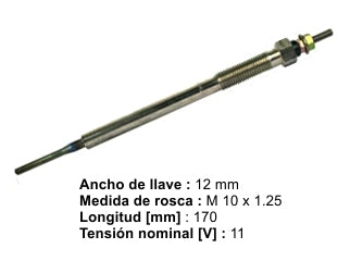 BUJIAS INCANDESCENTES TOYOTA HILUX 05/15 2.5-3.0 D4D/COROLLA 2.0 TD D4D 1CDFTV/LAND CRUISER 3.0/RAV 4 II 2.0 D - PACK X4