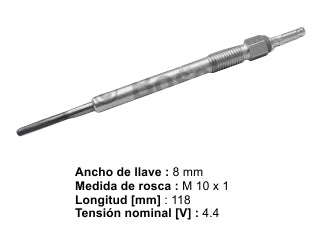 BUJIAS INCANDESCENTES VOLKSWAGEN BORA/GOLF/VENTO/PASSAT 2.0 TDI / AUDI A3/A4/A6 BUJIA INCANDESCENTE - PACK X4