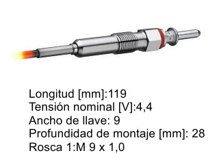 BUJIAS INCANDESCENTES CHEVROLET COBALT/SPIN 1.3 TD BUJIA INCANDESCENTE - PACK X4