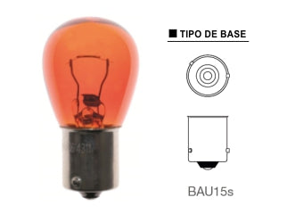 LAMPARAS DE LIVIANOS INCANDESCENTES LAMPARA INTERMITENTE DELANTERO Y TRASERO - 12V 21W BAU15S - PATAS PAREJAS ASIMETRICAS - COLOR AMBAR - PACK X10