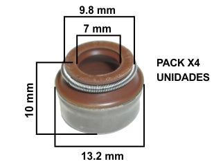 RETENES GUIA DE VALVULAS FIAT PALIO/SIENA/RENAULT CLIO/MEGANE/SCENIC/VW GACEL/SENDA/GOL (Kit x 4) (RETEN 12014671) GUIA DE VA