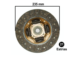 DISCOS DE EMBRAGUE LIVIANOS FIAT DUCATO / PEUGEOT BOXER 2.8 D-TD DIAMETRO 235MM - 21 ESTRIAS_