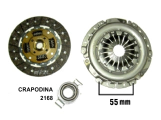 KIT DE EMBRAGUES LIVIANOS FIAT IDEA/PALIO/SIENA/STRADA/UNO 1.3-1.4 8V-16V FIRE/ DIAMETRO: 190 MM/ 20 ESTRIAS/ CRAPODINA 2168_