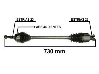 SEMIEJES RENAULT KANGOO II DERECHO 04/.. L728 MM