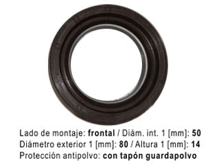 RETENES MOTOR LIVIANOS FIAT FIORINO/DUCATO 2.3 JTD-2.3 D MULTIJET / IVECO DAILY CIGUENAL DELANTERO 50.00X80.00X14.00 MM_
