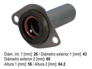 GUIAS DE DIRECTA LIVIANOS PEUGEOT 206/306/307/406/607/806/PARTNER/BOXER/EXPERT HDI DW10 ENTRADA DE CAJA 26X43X60MM_