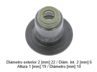 RETENES GUIA DE VALVULAS PEUGEOT BOXER / CITROEN JUMPER 2.3-3.0 HDI / FIAT DUCATO / IVECO DAILY 2.3-3.0 JTD 6.00X10.00X19.00 - PACK X4