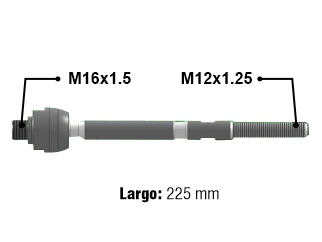 AXIALES/PRECAP CREMALLERAS NISSAN MARCH 14/.. DIRECCION HIDRAULICA LARGO 245 MM ROSCA MACHO/MACHO 16X1.5/12X1.25_