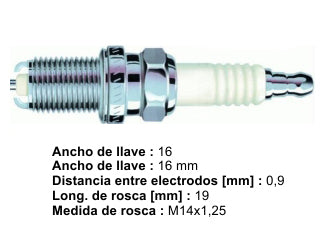 BUJIAS DE ENCENDIDO FIAT PALIO/SIENA 1.3-1.4 FIRE-1.6 16V/LINEA 1.8-1.9 / PEUGEOT 206 1.1-1.4-1.6/208 1.5/306 1.8-2.0 - PACK X10
