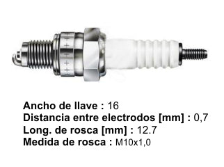 BUJIAS DE ENCENDIDO MOTOS C6HSA // GILERA SMASH 110 / ZANELLA ZB 110 / MOTOMEL BITZ 110 - PACK X10