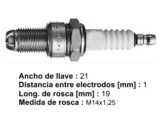 BUJIAS DE ENCENDIDO VOLKSWAGEN GOL 1.0-1.6-1.8/POLO 1.6-1.8/SAVEIRO 1.6/GOLF 1.8 CON RESISTOR - 3 ELECTRODOS DE MASA - PACK X10