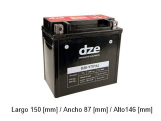 BATERIAS DE MOTOS YTX14L - 12 AMPERES - CCA: 200A + DER_