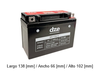 BATERIAS DE MOTOS YTX6.5L - 12V - 6.5 AMPERES - CCA: 100A_