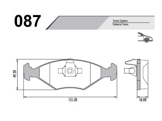 PASTILLAS DE FRENOS LIVIANOS FIAT UNO FIRE/CARGO/FIORINO 10/.. DELANTERA 151.10X49.19X18.30 MM_