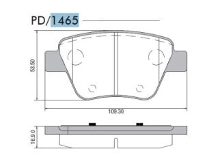PASTILLAS DE FRENOS LIVIANOS VOLKSWAGEN VENTO/PASSAT 2.0 8V TDI/GOLF/SCIROCCO / AUDI A1/A3 10/.. TRASERA 109.30X53.50X16.40 MM_