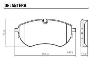 PASTILLAS DE FRENOS LIVIANOS VOLKSWAGEN AMAROK 3.0 V6 TDI 17/.. DELANTERA 163.40X75.00X18.20 MM_