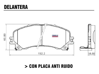PASTILLAS DE FRENOS LIVIANOS CHEVROLET S10 2.5-2.8 TDI 17/.. / NISSAN X-TRAIL 2.8 TDI 13/.. DELANTERA 151.90X61.00X16.00 MM_