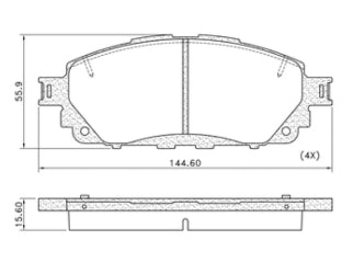 PASTILLAS DE FRENOS LIVIANOS TOYOTA HILUX 2.7/INNOVA 2.7 15/.. DELANTERA 144.60X55.90X15.60 MM_