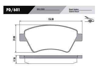 PASTILLAS DE FRENOS LIVIANOS RENAULT MEGANE II/SCENIC/GRAND SCENIC/LAGUNA DELANTERA 137.15X58.41X18.30 MM_