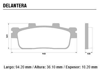 PASTILLAS DE FRENOS MOTOS KYMCO PEOPLE 250 TRASERA 94.20X36.10X10.20MM_