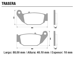 PASTILLAS DE FRENOS MOTOS HONDA CB 125R-150-190-300R/CBR 125R/CRF 250/MSX 125 / SUZUKI GSX-R/S 125-150 TRASERA_