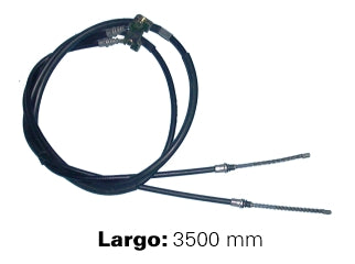 CABLES FRENO DE MANO LIVIANOS FORD ESCORT 97/.. FRENO TRASERO - DOS CABLES UNIDOS CON CHAPA - LARGO 3500 MM_
