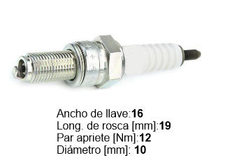 BUJIAS DE ENCENDIDO MOTOS CR8E // YAMAHA RAPTOR 700 / SUZUKI GN 125 / BENELLI TNT 25/300/302 - PACK X10