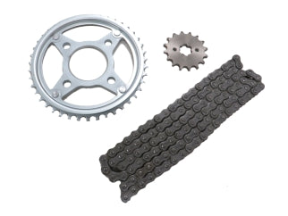 KIT CADENA + CORONA + PINON MOTOS HONDA TITAN 150 43/16 428HX118L C/DESCARRILADOR_