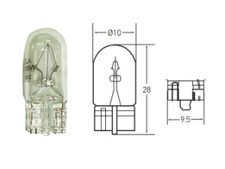 LAMPARAS DE CAMIONES INCANDESCENTES LAMPARA POSICION DELANTERA/INTERMITENTE LATERAL/TABLERO/INTERIOR/PATENTE-24V 5W W2.1X9.5D - PACK X10