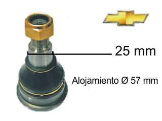 ROTULAS DE SUSPENSION CHEVROLET PICK-UP C-20/D-2093/97 ROTULA INFERIOR PIVOTE  25MM  PARA CLAVAR FIJACION 57 MM_