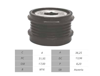 POLEAS DE MARCHA LIBRE FORD ECOSPORT 13/21/FOCUS III 2.0 16V DURATEC 17.00X52.00X37.60 MM - 4PK_