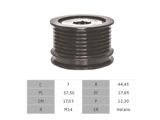 POLEAS DE MARCHA LIBRE HONDA CIVIC 16/19-1.5 T/CRV 2019/ACCORD 18/19 17.00X57.50X48.60 MM - 7PK_