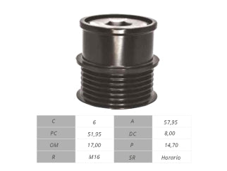 POLEAS DE MARCHA LIBRE FORD ECOSPORT/KA 1.5 12V DRAGON 17.06X52.70X36.60 MM - 6PK_