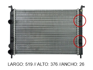 RADIADORES LIVIANOS FIAT PALIO/SIENA/STRADA 1.0-1.4 09/13 ALETADO 519X376X26MM_