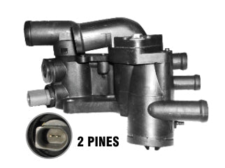KIT TERMOSTATOS MODULO COMPLETO VOLKSWAGEN GOL TREND/SURAN/FOX 1.6  TERMOSTATO INTEGRAL C/ 2 PINES COLOR GRIS ALTERNATIVO 87 GRADOS_