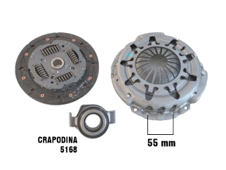 KIT DE EMBRAGUES LIVIANOS FIAT IDEA/PALIO/SIENA/STRADA/UNO 1.3-1.4 8V-16V FIRE/ DIAMETRO: 190 MM/ 20 ESTRIAS/ CRAPODINA 2168_