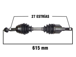 SEMIEJES FORD RANGER 4X4  04/12   DELANTERO IZQUIERDO - 620 MM - 27 DIENTES LADO RUEDA / 27 DIENTES