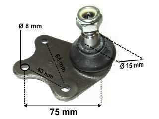 ROTULAS DE SUSPENSION VOLKSWAGEN CROSSFOX 06/.. ROTULA INFERIOR IZQUIERDA PIVOTE 15 MM_
