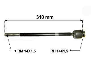 AXIALES/PRECAP CREMALLERAS CHEVROLET CORSA II 02/.. / SUZUKI FUN 03/11 LARGO 304 MM ROSCA HEMBRA/MACHO 14X1.5_