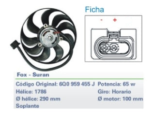 ELECTROVENTILADORES VOLKSWAGEN FOX/SURAN SOPLANTE DIAMETRO: 290 MM_