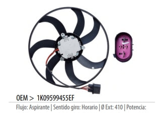 ELECTROVENTILADORES VOLKSWAGEN GOLF GTI /VENTO / AUDI A3 // OEM 1K09599455EF_