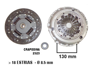 KIT DE EMBRAGUES LIVIANOS PEUGEOT 301/408 / CITROEN C4/C-ELYSEE/BELINGO 1.6 HDI DIAMETRO 235 MM-18 ESTRIAS-EXPUESTO 11.6 MM_