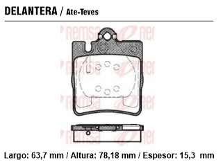 PASTILLAS DE FRENOS LIVIANOS MERCEDES BENZ E200/E220/E280/E320/E420/SL280/SL320/SL500 96/12 TRASERA 63.80X75.64X14.30 MM_