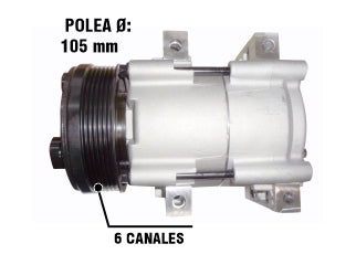 COMPRESORES AIRE ACONDICIONADO LIVIANOS FORD ECOSPORT/FIESTA 1.6 ROCAM/KA 1.0-1.6 ROCAM-1.3 ENDURA / TIPO FS10 / 12V POLEA 6PK 8VF-BA_